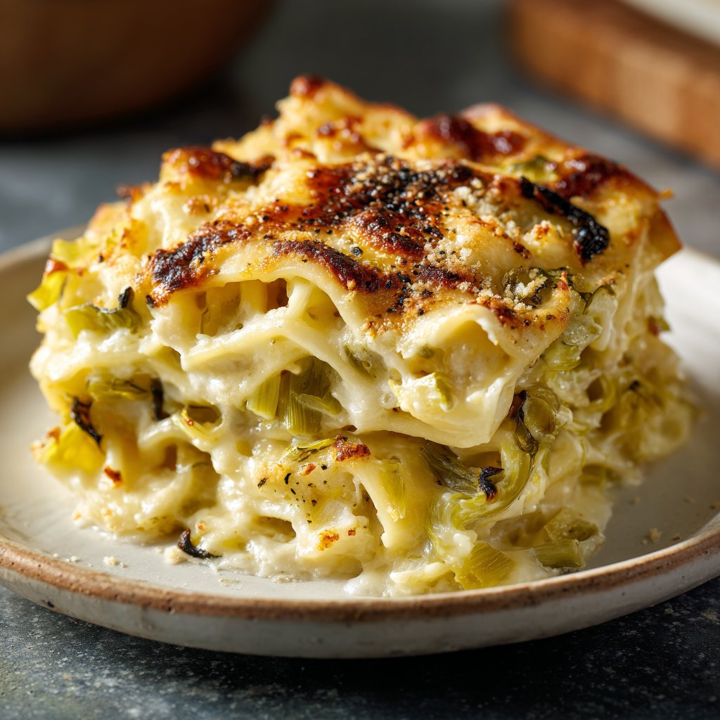 Nudelauflauf mit Lauch