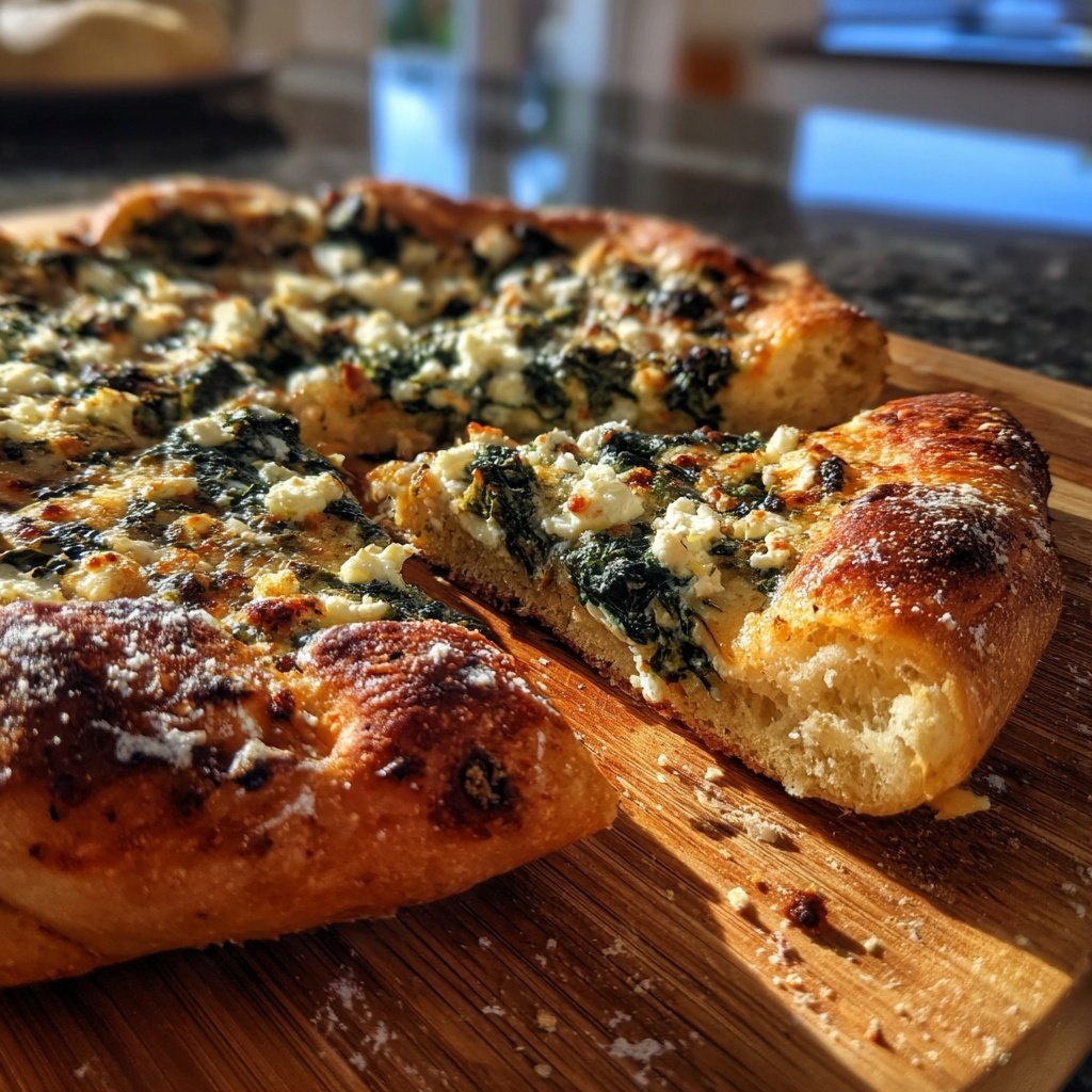 Pizza mit Spinat und Feta