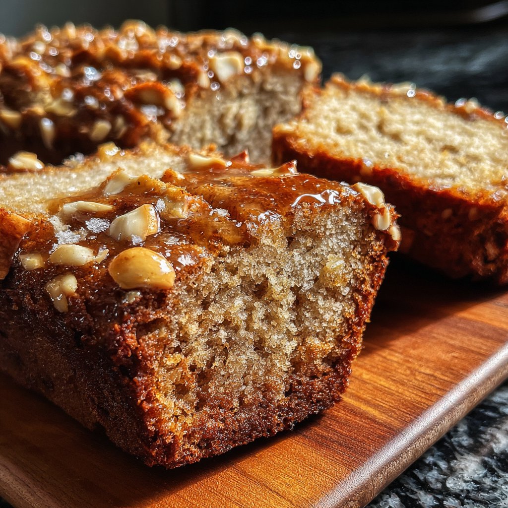 Bananenbrot mit Mandelstückchen und Honig