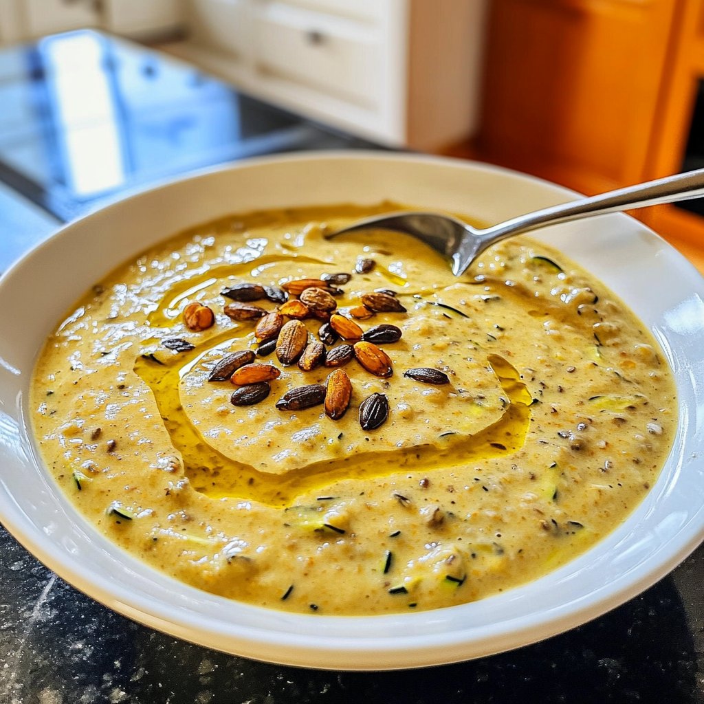 Cremige Kürbissuppe mit Zucchini