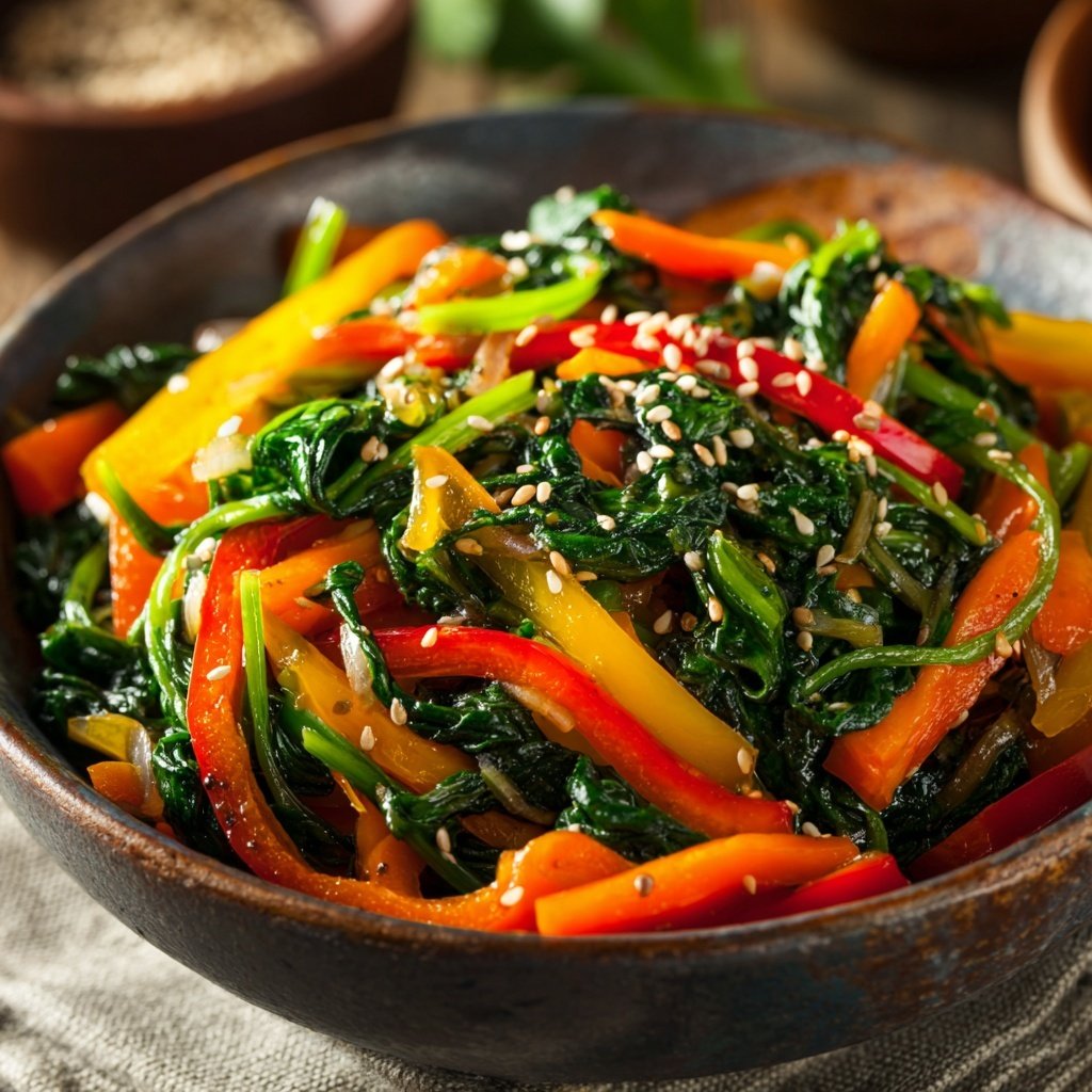 Kalorienarme Gemüsepfanne Mit Spinat