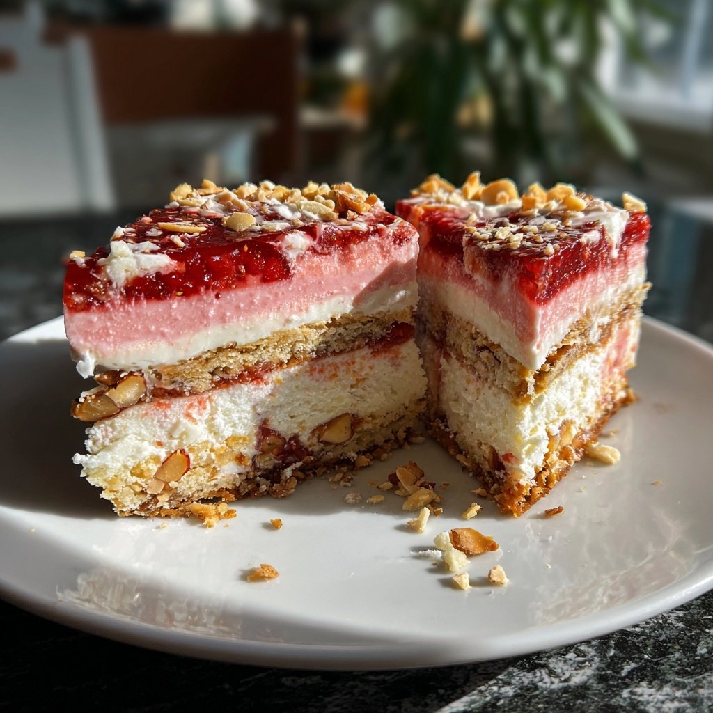 Erdbeer Joghurt Schnitten Mit Mandelboden