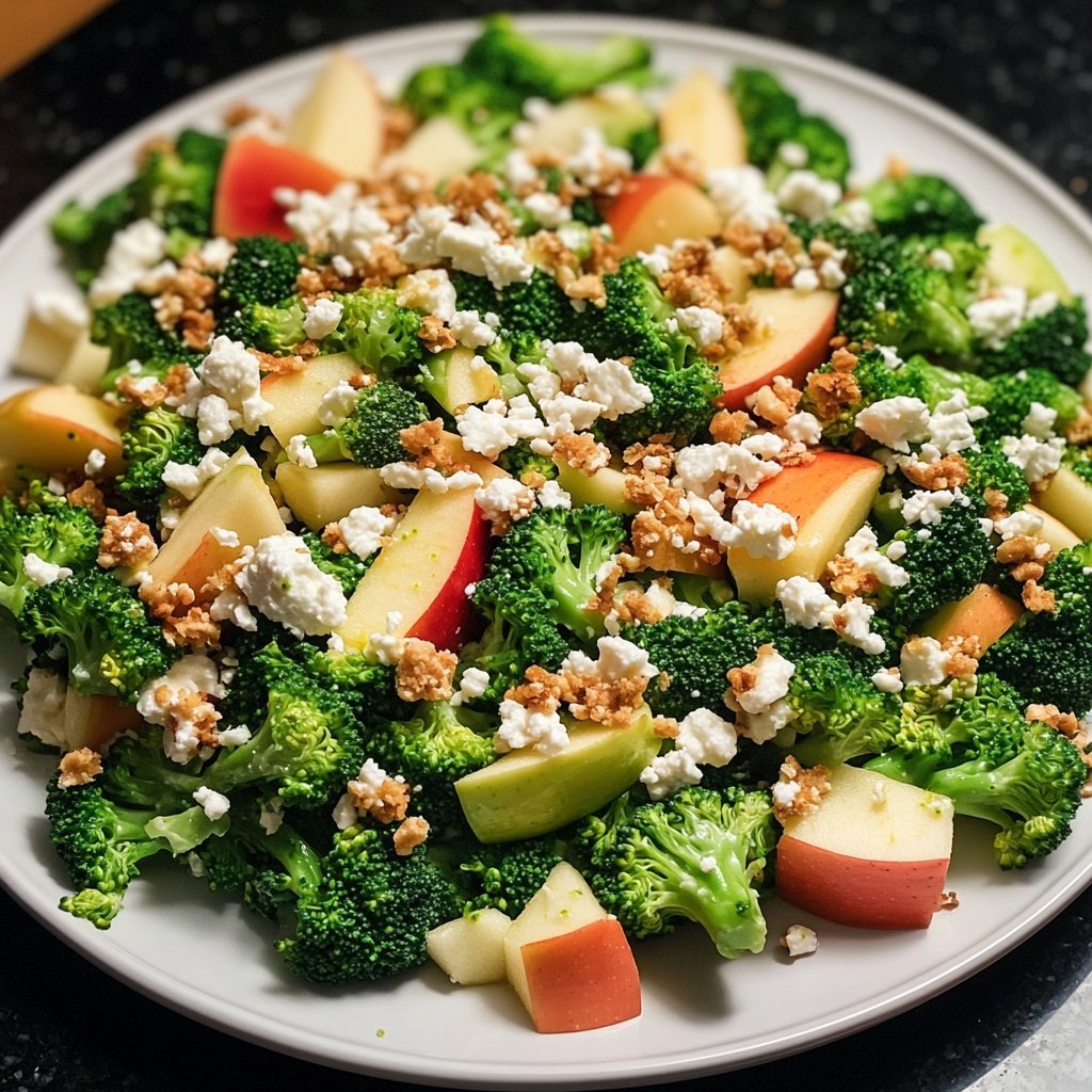 Brokkoli-Salat mit Äpfeln, Nüssen & Feta – Knackig & frisch