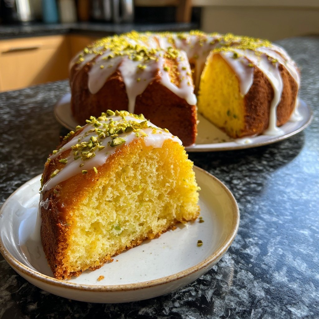 Zitronenkuchen mit Pistazien